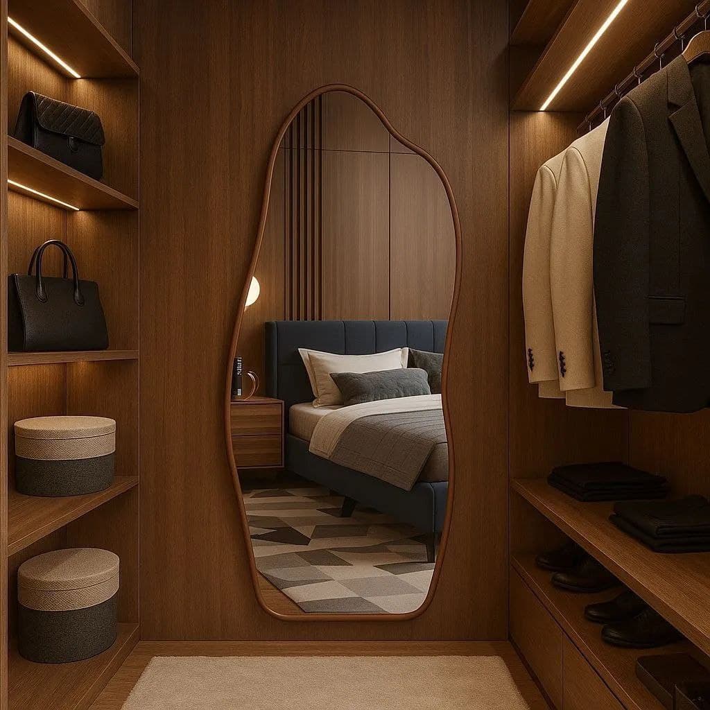 Espelho 100x50 Orgânico Corpo Inteiro Grande Moldura Caramelo