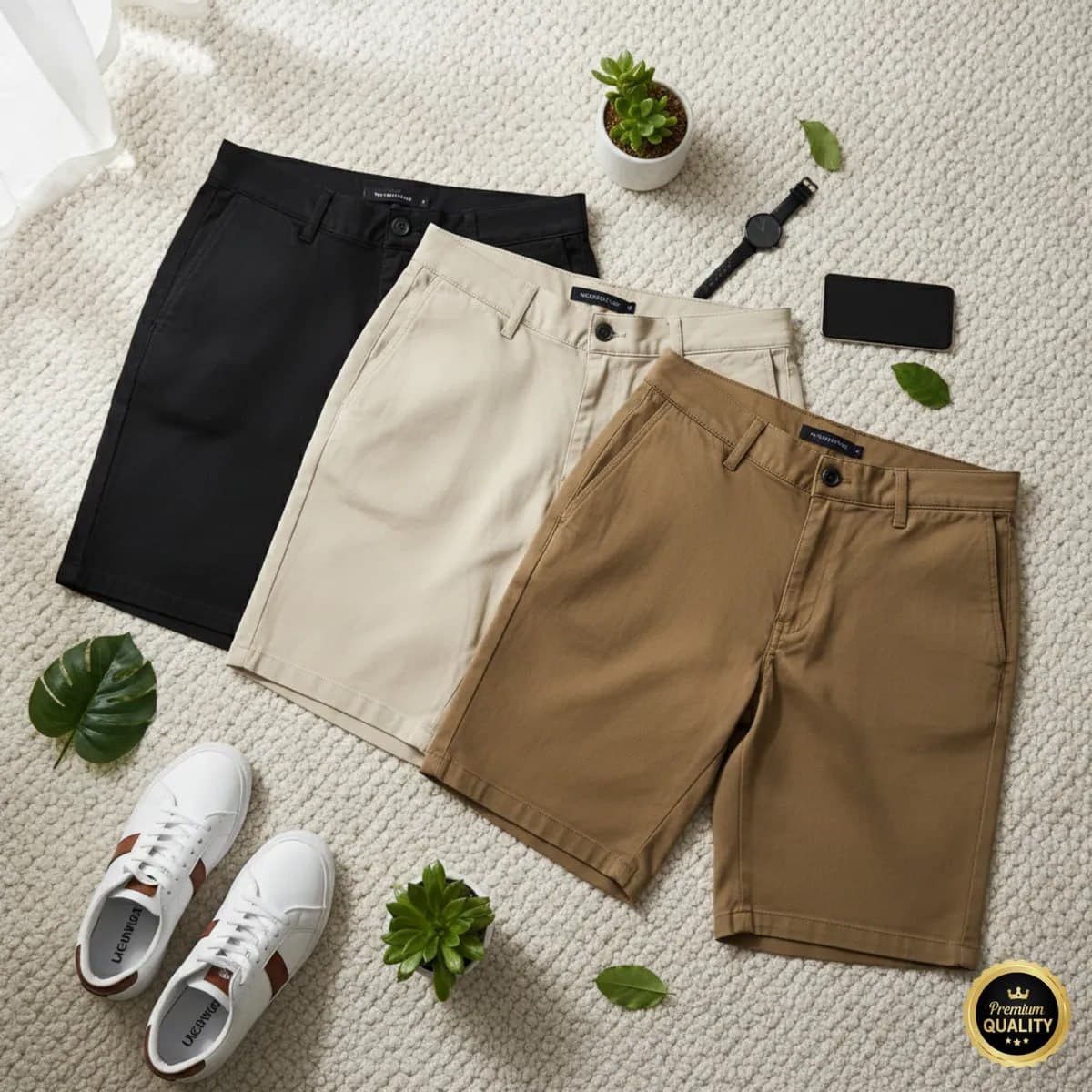 Kit 3 Bermuda Masculina Sarja Short Jeans Social Brim Lisa